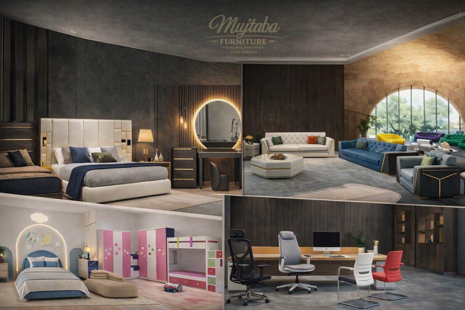 Mujtaba Furniture bedroom, sofa, kids and office collection showcase