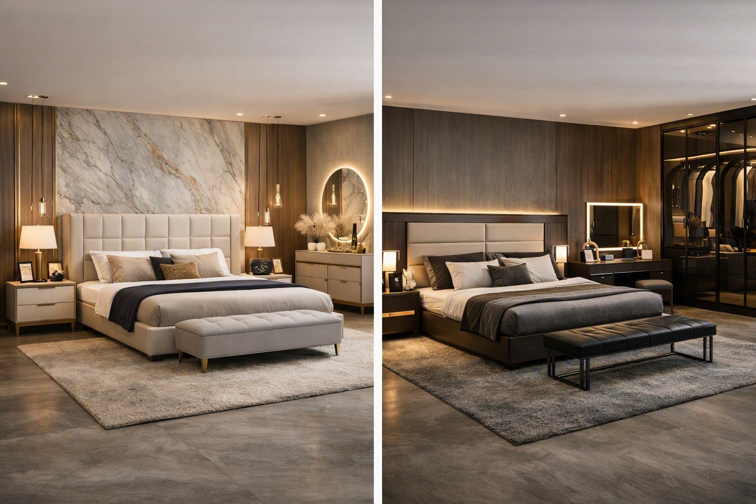 Two modern luxury bedroom designs by Mujtaba Furniture